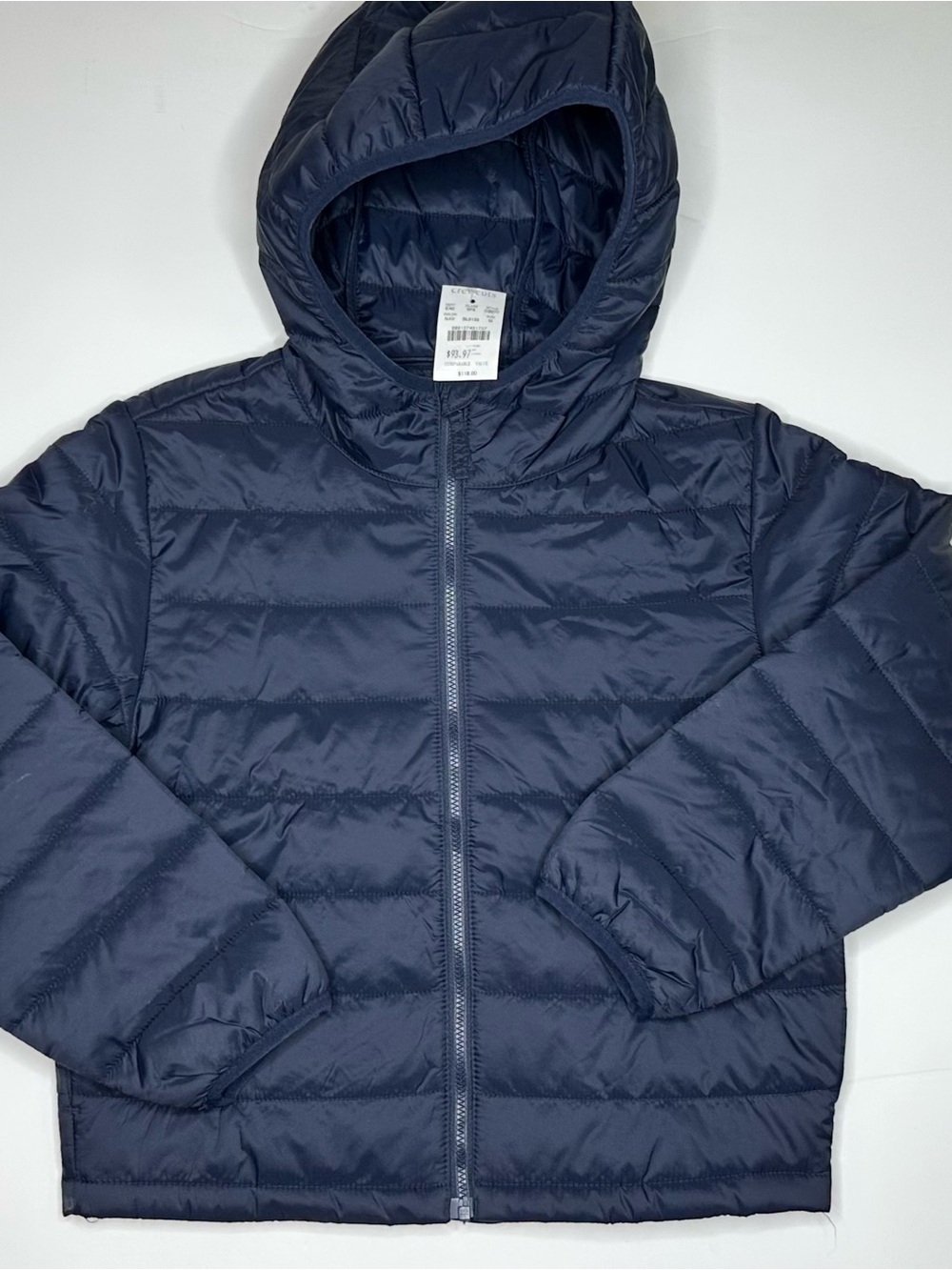 J. Crew Factory Girls Navy Blue Puffer Jacket with Hood